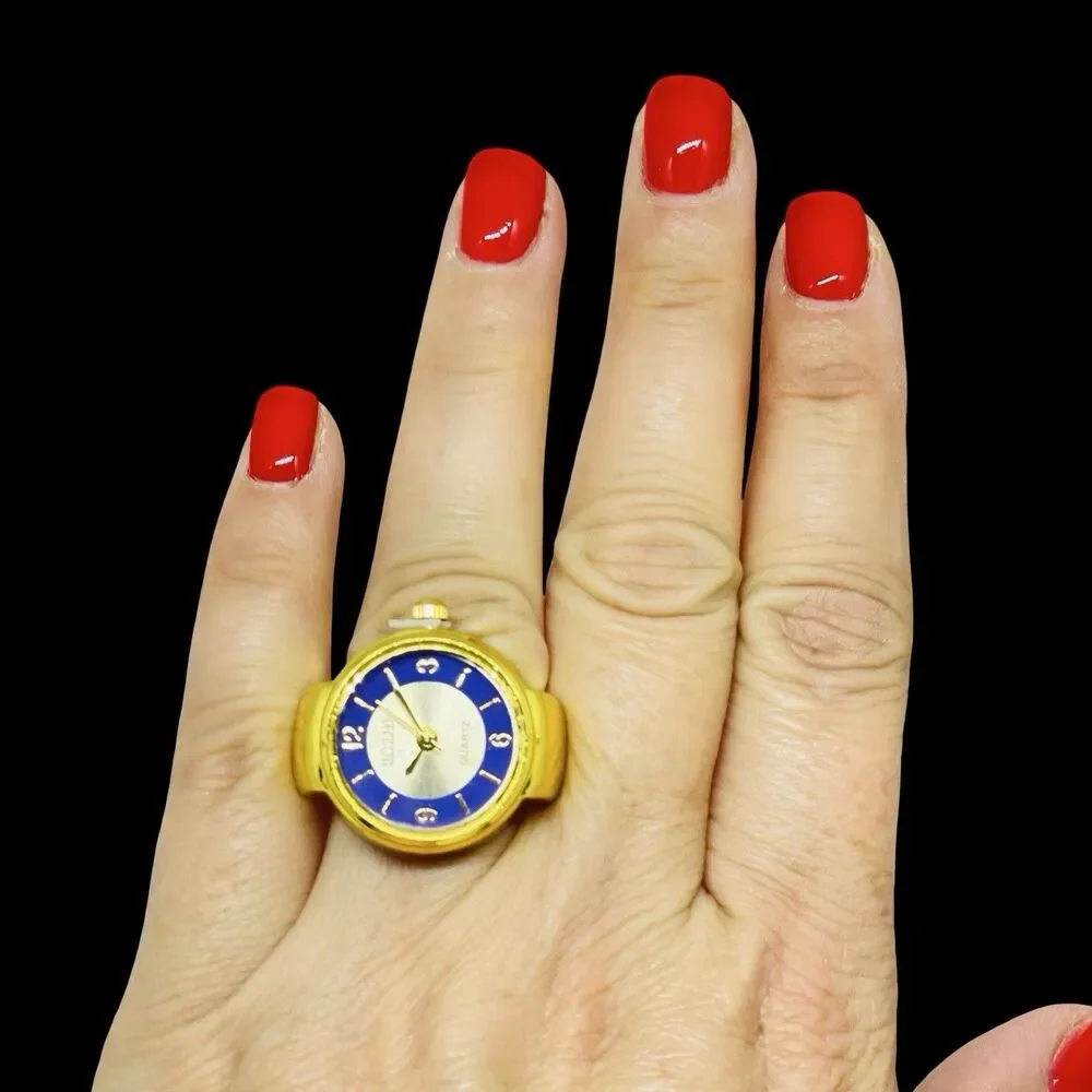 BOZHI Ring Watch Gold Design With Crystals New